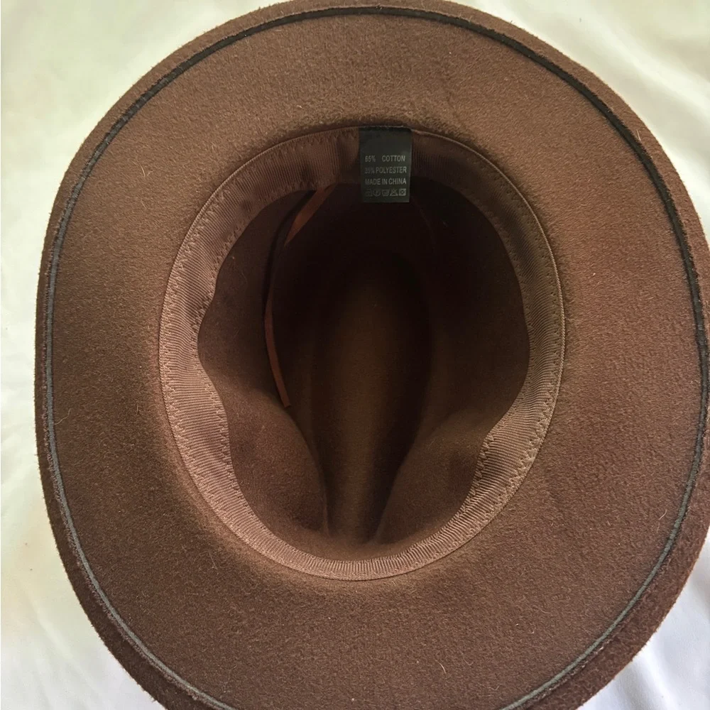 Wide Brim Fedora Hat for Women or‎ Men Brown Woolen Felt Hat Panama Jazz Cap
